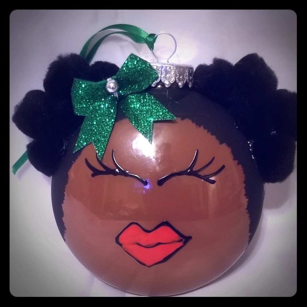Brown girl Christmas ornament
